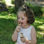 young girl eating ice cream