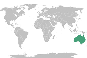 Australia labeled on a world map